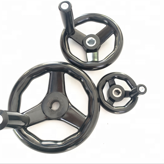 Industrial Black Bakelite Handwheel with Revolving Handle for CNC Machine Tools