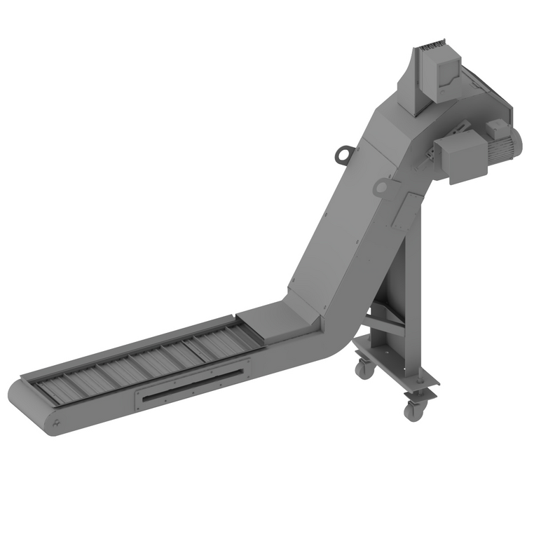 Hinged belt chip conveyor for cnc